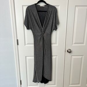 Lush Shimmer Knot Front V Neck Maxi Dress Y2K Party Glam Disco Size S
